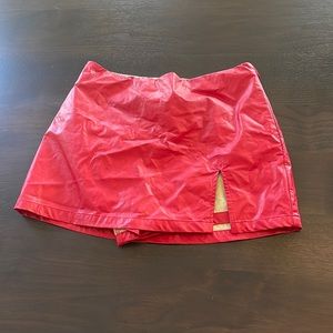 Red leather skirt